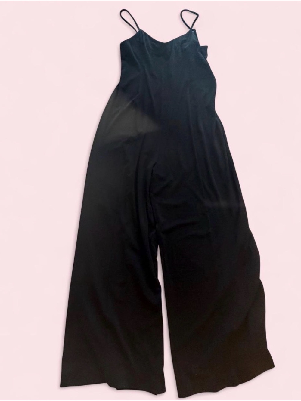 Sage Black Wide-Leg Spaghetti-Strap Jumpsuit